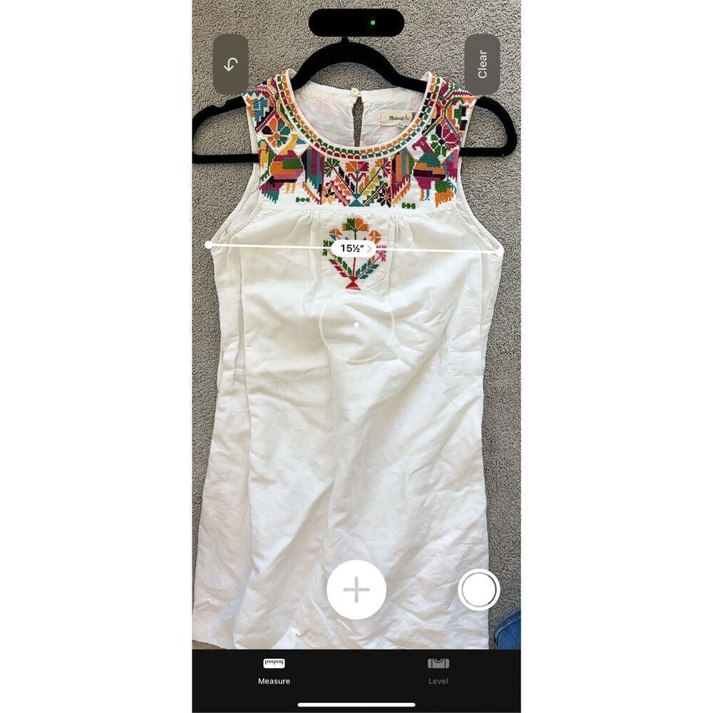 Madewell X JM Dry Goods Off White Embroidered Sleeveless Dress Womens XXS E41 - Picture 9 of 9